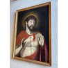 GRANDE ANTICO DIPINTO OLIO TELA GESU' CRISTO Ecce Homo RELIGIOSO ARTE SACRA '600