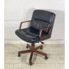 POLTRONA UFFICIO VAGHI GIREVOLE DESIGN ITALY LEGNO PELLE ARMCHAIR OFFICE ANNI 70