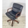 POLTRONA UFFICIO VAGHI GIREVOLE DESIGN ITALY LEGNO PELLE ARMCHAIR OFFICE ANNI 70
