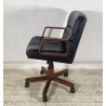 POLTRONA UFFICIO VAGHI GIREVOLE DESIGN ITALY LEGNO PELLE ARMCHAIR OFFICE ANNI 70