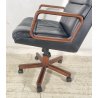 POLTRONA UFFICIO VAGHI GIREVOLE DESIGN ITALY LEGNO PELLE ARMCHAIR OFFICE ANNI 70