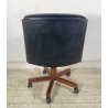 POLTRONA UFFICIO VAGHI GIREVOLE DESIGN ITALY LEGNO PELLE ARMCHAIR OFFICE ANNI 70