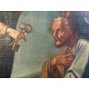 ANTICO DIPINTO OLIO TELA Gesù consegna le chiavi a San Pietro RELIGIOSO '700