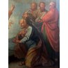 ANTICO DIPINTO OLIO TELA Gesù consegna le chiavi a San Pietro RELIGIOSO '700