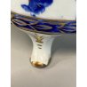 VASO VASCA JARDINIERE ALZATA 4 PIEDI PORCELLANA BIANCA DECORO BLU ORO ZECCHINO