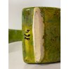 VASO SCULTURA CERAMICA Bertoncello  864 SMALTO POLICROMO VERDE 24,5 cm/h '70