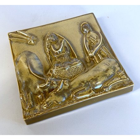 FORMELLA CERAMICA "Presepe" Angelo Biancini PER POZZI GINORI BASSORILIEVO '900