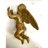 ANTICA COPPIA ANGIOLETTO PUTTO LEGNO SCOLPITO GESSATO FOGLIA ORO 36 cm/h XVIII