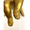 ANTICA COPPIA ANGIOLETTO PUTTO LEGNO SCOLPITO GESSATO FOGLIA ORO 36 cm/h XVIII