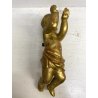 ANTICA COPPIA ANGIOLETTO PUTTO LEGNO SCOLPITO GESSATO FOGLIA ORO 36 cm/h XVIII