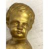 ANTICA COPPIA ANGIOLETTO PUTTO LEGNO SCOLPITO GESSATO FOGLIA ORO 36 cm/h XVIII