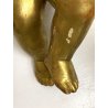 ANTICA COPPIA ANGIOLETTO PUTTO LEGNO SCOLPITO GESSATO FOGLIA ORO 36 cm/h XVIII