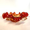 SVUOTATASCHE BOWL VASO VETRO Murano DESIGN FIORE ROSSO ARANCIO ø 22 cm '70