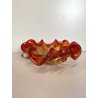 SVUOTATASCHE BOWL VASO VETRO Murano DESIGN FIORE ROSSO ARANCIO ø 22 cm '70