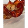 SVUOTATASCHE BOWL VASO VETRO Murano DESIGN FIORE ROSSO ARANCIO ø 22 cm '70