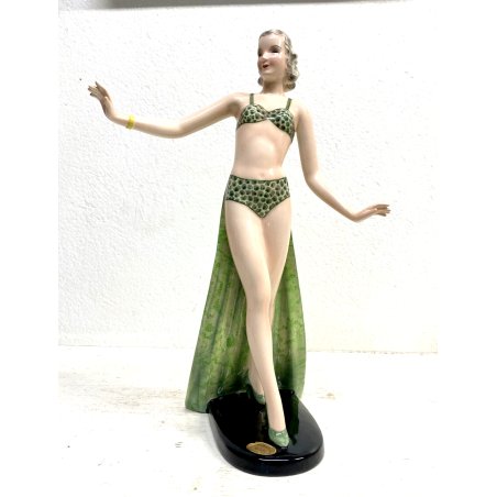 ANTICA SCULTURA FIGURA PORCELLANA Goldscheider Wien STAUA BALLERINA ART DECO '30