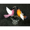 SCULTURA COPPIA UCCELLO VETRO SOFFIATO MURANO POLICROMO ARTIGIANALE DESIGN ITALY
