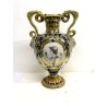 GRANDE VASO BIANSATO MAIOLICA LUSTRO B. Robbia DECORO DAMA CAVALIERE 46 cm/h '40