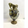 GRANDE VASO BIANSATO MAIOLICA LUSTRO B. Robbia DECORO DAMA CAVALIERE 46 cm/h '40