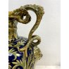 GRANDE VASO BIANSATO MAIOLICA LUSTRO B. Robbia DECORO DAMA CAVALIERE 46 cm/h '40