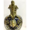 GRANDE VASO BIANSATO MAIOLICA LUSTRO B. Robbia DECORO DAMA CAVALIERE 46 cm/h '40