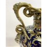 GRANDE VASO BIANSATO MAIOLICA LUSTRO B. Robbia DECORO DAMA CAVALIERE 46 cm/h '40