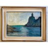 GRANDE QUADRO OLIO G. Lier? PAESAGGIO MARINA GOLFO PROMONTORIO ARCHITETTURA '900