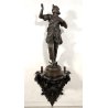 ANTICA SCULTURA DANZATRICE ORIENTALE Hindoue 1800 ANTIMONIO BRONZO Capitello