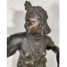 ANTICA SCULTURA DANZATRICE ORIENTALE Hindoue 1800 ANTIMONIO BRONZO Capitello