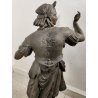 ANTICA SCULTURA DANZATRICE ORIENTALE Hindoue 1800 ANTIMONIO BRONZO Capitello