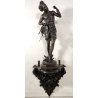 ANTICA SCULTURA GUERRIERO AFRICANO Hindou EPOCA 1800 ANTIMONIO BRONZO Capitello