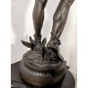 ANTICA SCULTURA GUERRIERO AFRICANO Hindou EPOCA 1800 ANTIMONIO BRONZO Capitello