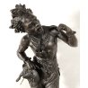 ANTICA SCULTURA GUERRIERO AFRICANO Hindou EPOCA 1800 ANTIMONIO BRONZO Capitello