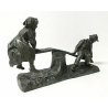 SCULTURA BAMBINI SUL DONDOLO METALLO BRONZATO STATUA EPOCA SEE SAW SCULPTURE