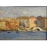 DIPINTO OLIO Borotti Severino VEDUTA GONDOLE VENEZIA Riva degli Schiavoni