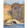 DIPINTO OLIO Borotti Severino VEDUTA GONDOLE VENEZIA Riva degli Schiavoni