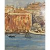 DIPINTO OLIO Borotti Severino VEDUTA GONDOLE VENEZIA Riva degli Schiavoni