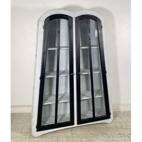 VETRINETTA VINTAGE LEGNO VETRO CREDENZA ESPOSITRICE VETRINA CRISTALLERIA