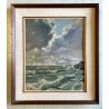 ANTICO QUADRO OLIO CARTONE Sandro Barioli PAESAGGIO MARINA MARE GROSSO SCOGLIERA