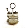 VINTAGE SET MENAGE CONDIMENTO TAVOLA vetro MOLATO METALLO SILVERPLATED ANNI '40