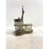 VINTAGE SET MENAGE CONDIMENTO TAVOLA vetro MOLATO METALLO SILVERPLATED ANNI '40