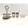 VINTAGE SET MENAGE CONDIMENTO TAVOLA vetro MOLATO METALLO SILVERPLATED ANNI '40