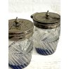 VINTAGE SET MENAGE CONDIMENTO TAVOLA vetro MOLATO METALLO SILVERPLATED ANNI '40