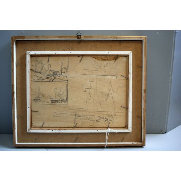 ANTICO QUADRO OLIO Artino Giroldi PAESAGGIO BOSCO COLLINE INVORIO LAGO MAGGIORE