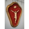 ANTICO QUADRO SCULTURA RELIGIOSO GESU' CRISTO CROCIFISSO CORNICE ORO VELLUTO