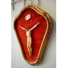 ANTICO QUADRO SCULTURA RELIGIOSO GESU' CRISTO CROCIFISSO CORNICE ORO VELLUTO