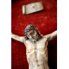 ANTICO QUADRO SCULTURA RELIGIOSO GESU' CRISTO CROCIFISSO CORNICE ORO VELLUTO