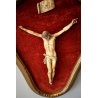 ANTICO QUADRO SCULTURA RELIGIOSO GESU' CRISTO CROCIFISSO CORNICE ORO VELLUTO