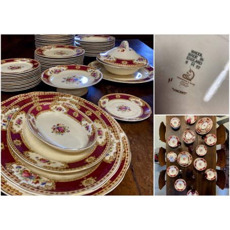 ANTICO SERVIZIO PIATTI CERAMICA Vincent 67 Pz. 12 pers Wedgwood MADE ENGLAND '50