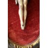 ANTICO QUADRO SCULTURA RELIGIOSO GESU' CRISTO CROCIFISSO CORNICE ORO VELLUTO